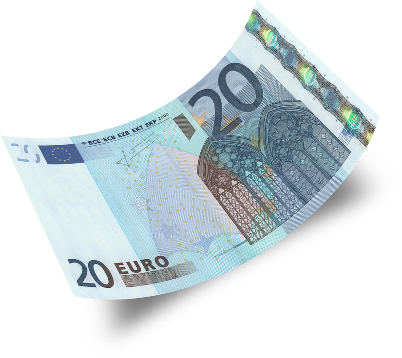 Cédula de euro em composição do material Franchi